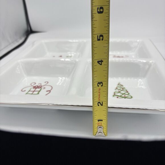 St Nicholas Square Serving Platter Plate Tis The Season 4 Compartment Square - Picture 4 of 6